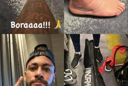 Neymar compartilha foto de tornozelo inchado: Bora!   