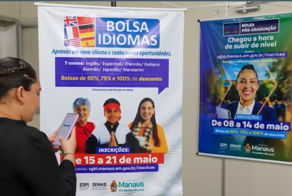 Bolsa Idiomas e Bolsa Ps-Graduao abrem mais de 96 mil vagas em Manaus; veja como se inscrever